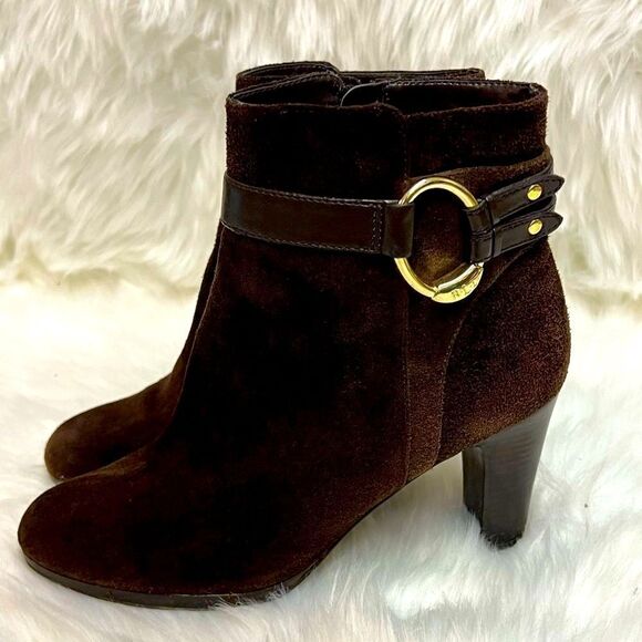 Lauren Ralph Lauren Myla Saude Leather Boots Size 8 B19B - Picture 1 of 8